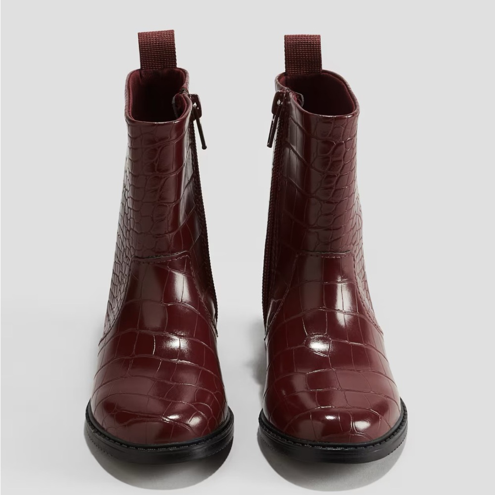 H&M Kids Maroon Croc-Embossed Boots